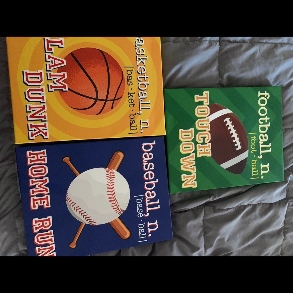 3 canvas sports pics approx 11x14